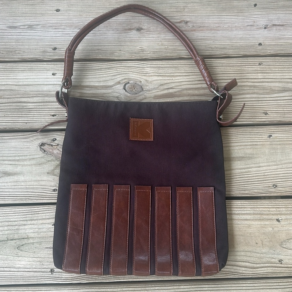 H.K. Koltz canvas brown slim shoulder bag